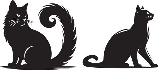 This EPS file features a sleek and captivating silhouette of a cat, capturing the elegance and agility of feline form in a simple yet striking design © Bikalpa