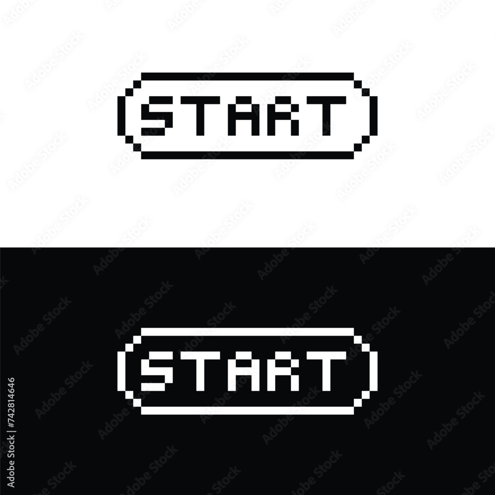 Poster start button 8 bit text start pixel art 8-bit for game