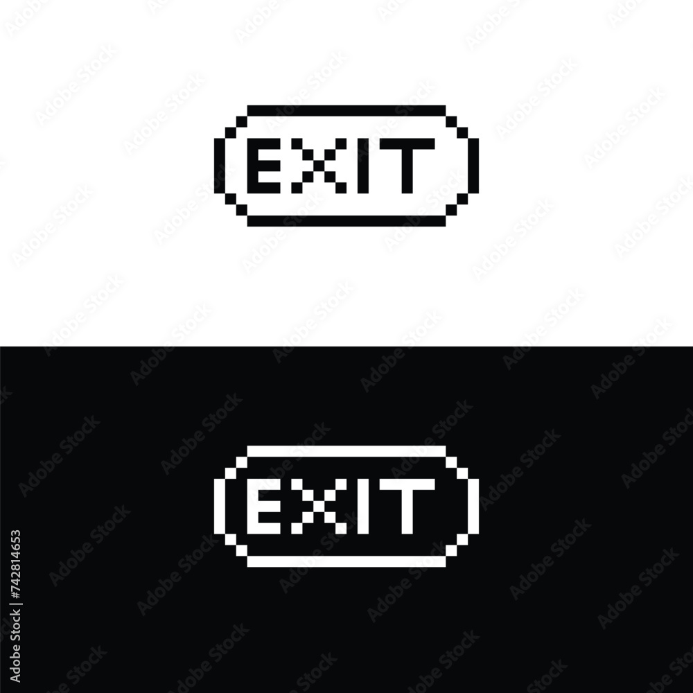 Poster exit button 8 bit text exit pixel art 8-bit for game