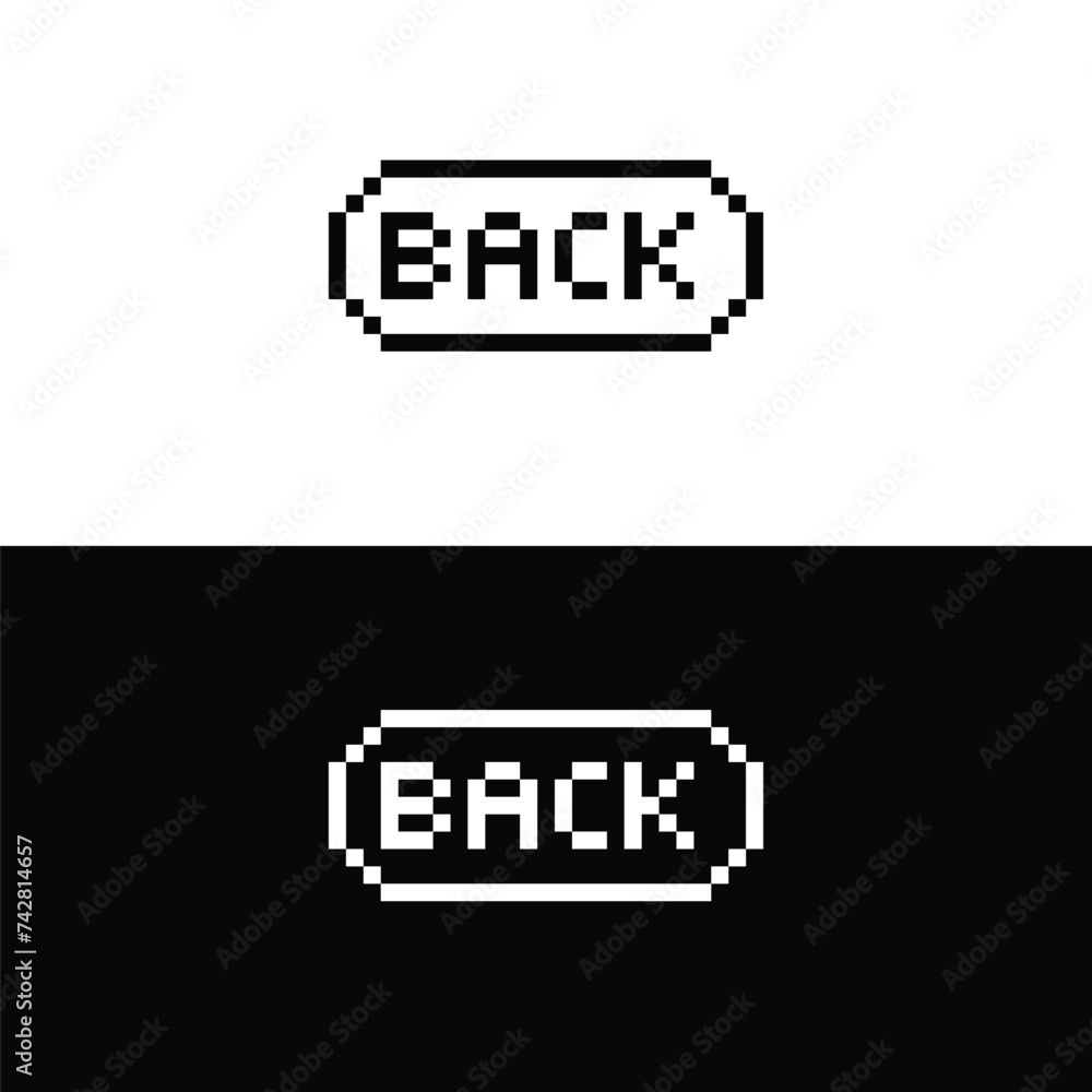 Poster back button 8 bit text back pixel art 8-bit for game
