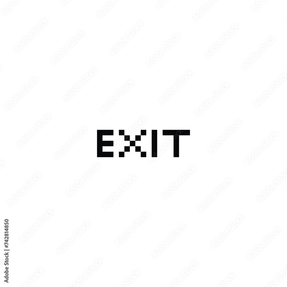 Poster exit 8 bit text pixel art 8-bit for game