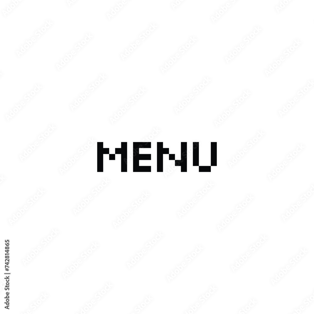 Poster menu 8 bit text menu pixel art 8-bit for game