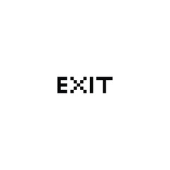 exit  8 bit text Pixel art 8-bit for game 