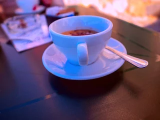 Deurstickers Koffiebar Cup of barley coffee, in a bar
