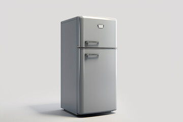 Gray silver refrigerator freezer on white background. Generative AI