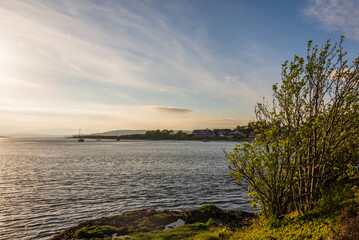 vews of the Connel Bridge  and the Falls of Lora in  the Firth of Lorn, Oban, Scotland