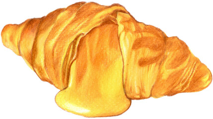 Colored Pencil Drawing, Golden Lava Criossant