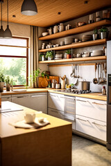 A stylish, newly renovated white kitchen exuding modern elegance and simplicity, offering a pristine and inviting space for culinary endeavors and gatherings.