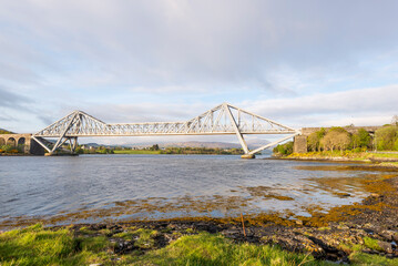 vews of the Connel Bridge  and the Falls of Lora in  the Firth of Lorn, Oban, Scotland