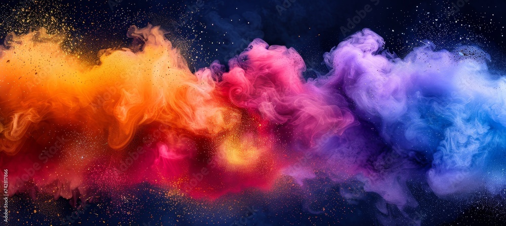 Poster mystical abstract colorful background on dark backdrop, perfect for design and artistic creativity.