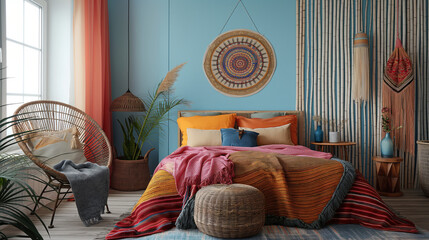 Eclectic Blossom: A Bedroom Blooming with Vibrant Style