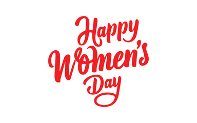 Happy Women's Day hand drawn lettering isolated on white background, Happy Women's Day Typography Design. Minimalistic design for international women's day concept.