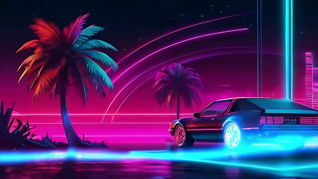 Cosmic Vibes: Immerse Yourself in the Hypnotic Glow of Sci-Fi Synthwave Retro Neon Lights