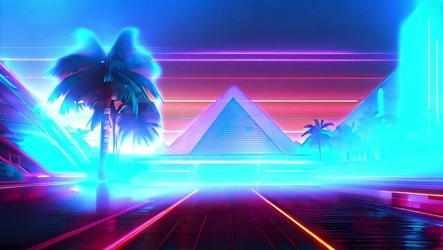 Neon Dreamscape: Journey through a Mesmerizing Sci-Fi Synthwave Retro Wonderland