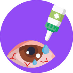 Allergy Relief Eye Drops Icon: Perfect for optometrist offices, eye care product packaging, and health app interfaces, it visually communicates the solution to dryness and discomfort.