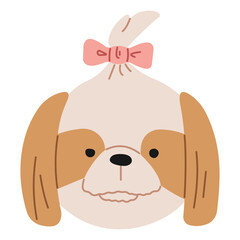 Shih Tzu Head 1 cute on a white background, png illustration.