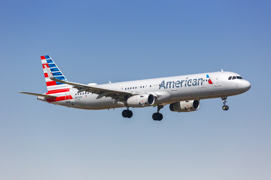 American Airlines Airbus A321 airplane at Dallas Fort Worth Airport in the United States
