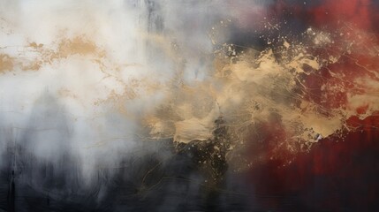 Closeup of abstract rough dark gold burgundy art painting texture, with oil acrylic brushstroke, pallet knife paint on canvas, geometric spatula technique