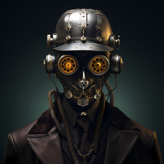 Portrait of a person with a steampunk mask.