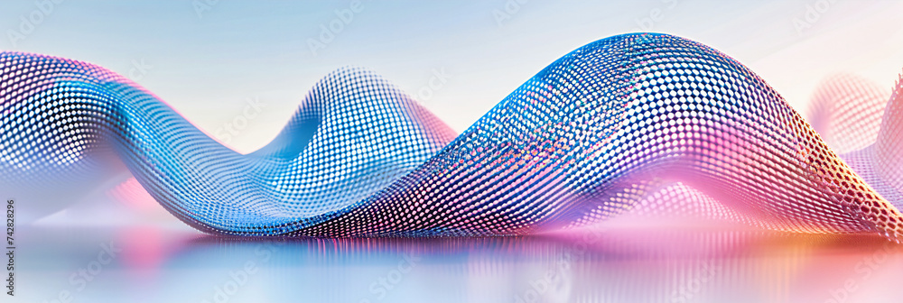 Poster digital flow: futuristic wave patterns and network lines in a vibrant tech concept