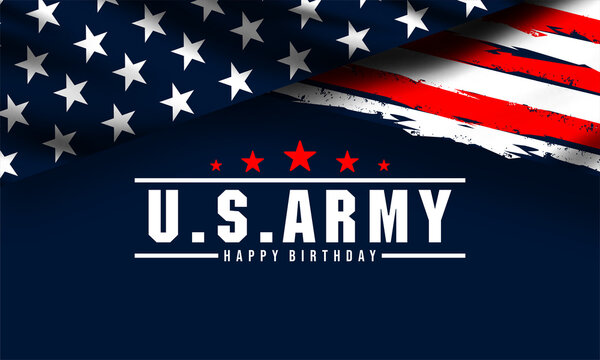U.S. Army Birthday June 14. design with american flag and patriotic stars. Poster, card, banner, U. S. ARMY BIRTHDAY background design