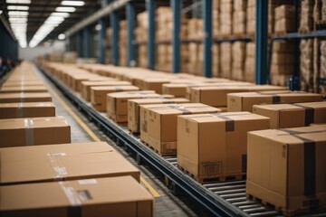 Endless flow of packages in a busy warehouse.