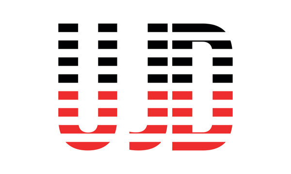 UJD three initial letter iconic line negative space minimal logo design vector template. monogram, abstract, wordmark, business, typography, minimalist, brand, company, flat, modern, unique, simple