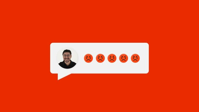 Animated chatbox intro and outro - An angry man sending multiple mad emojis via chat, symbolizing negative feedback and anger on social media.