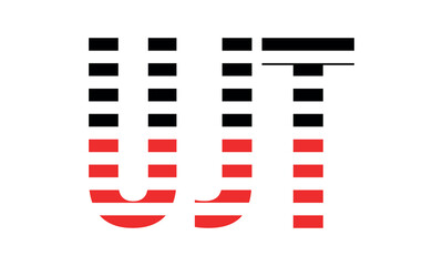 UJT three initial letter iconic line negative space minimal logo design vector template. monogram, abstract, wordmark, business, typography, minimalist, brand, company, flat, modern, unique, simple