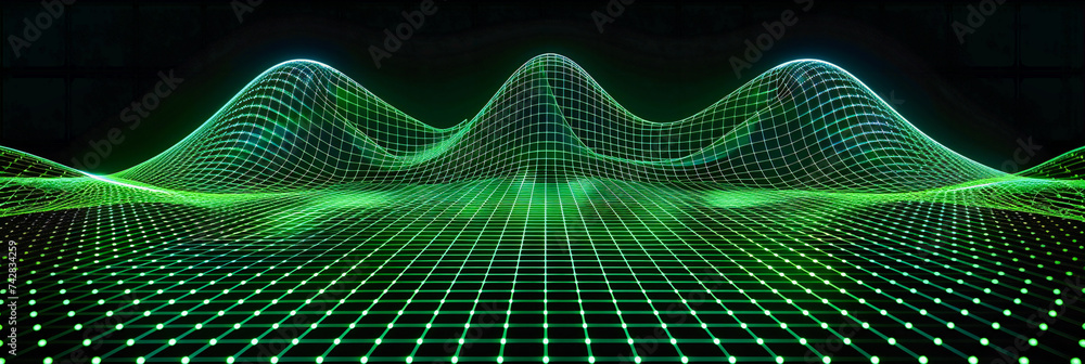 Poster digital frontier: futuristic network and technology in a vibrant abstract space