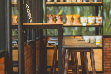 tables and chairs in cafe