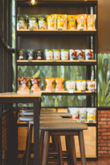 shelf with fruits and vegetables