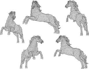 Vector sketch illustration design of horses in action