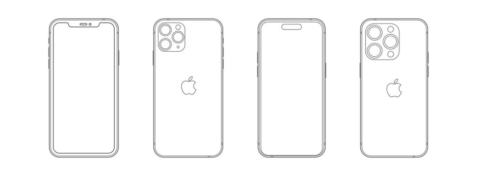 iPhone 15 Pro line mock up. Apple smartphone. Vector isolated editorial. Rivne, Ukraine - February 22, 2023