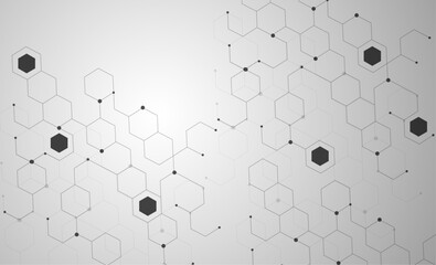 Geometric abstract background with connected hexagonal elements