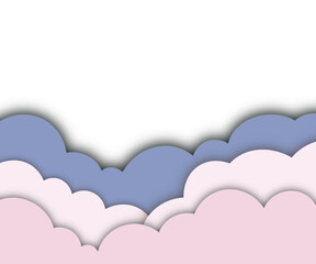 Sky Cloud Clipart background. Vector illustration. Layered paper cut style with shadows.