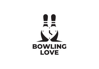 love time and bowling club sport logo design concept - obrazy, fototapety, plakaty