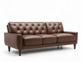 Leather sofa on white background.