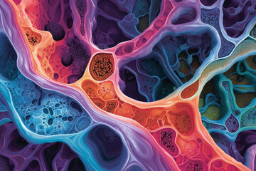 The formation process of bone mass within the human body, highlighting molecular interactions and cellular activity in a modern, informative style.