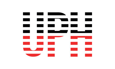 UPH three initial letter iconic line negative space minimal logo design vector template. monogram, abstract, wordmark, business, typography, minimalist, brand, company, flat, modern, unique, simple