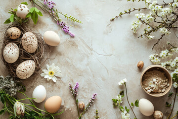 beautiful hand painted ornate easter eggs in a studio setting natural light scandinavian minimalism for seasonal spring holiday celebration with floral elements in magazine editorial look