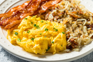 Healthy Homemade American Bacon Egg and Hashbrown Breakfast