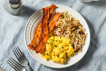 Healthy Homemade American Bacon Egg and Hashbrown Breakfast