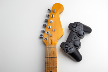 guitar neck and wireless gamepad "Analog and Digital Entertainment"