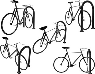Vector sketch illustration design of parking bicycle lock security device in park