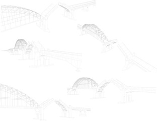 Vector sketch illustration of a broken bridge construction design for ship passage