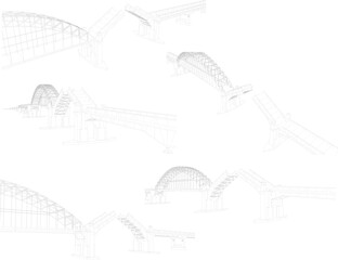 Obraz premium Vector sketch illustration of a broken bridge construction design for ship passage
