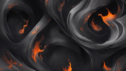Abstract Gray patterns burn in fiery flames