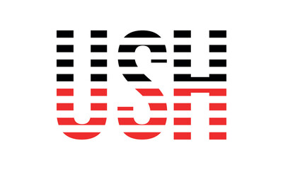 USH three initial letter iconic line negative space minimal logo design vector template. monogram, abstract, wordmark, business, typography, minimalist, brand, company, flat, modern, unique, simple