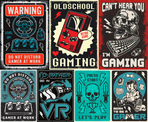 Gaming zone colorful set posters